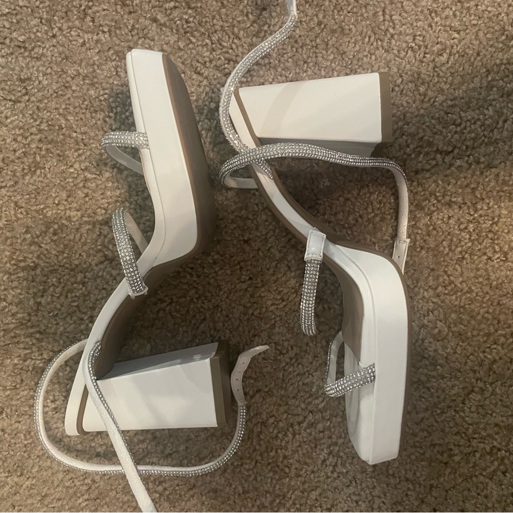 White And Sparkly Block Heels - image 3